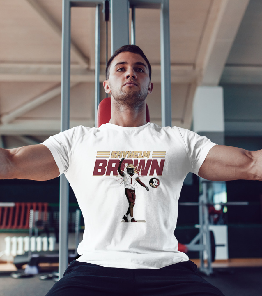 Shyheim Brown Fsu Football Caricature Ncaa Player Execution T-Shirt