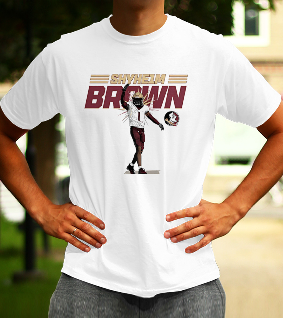 Shyheim Brown Fsu Football Caricature Ncaa Player Execution T-Shirt