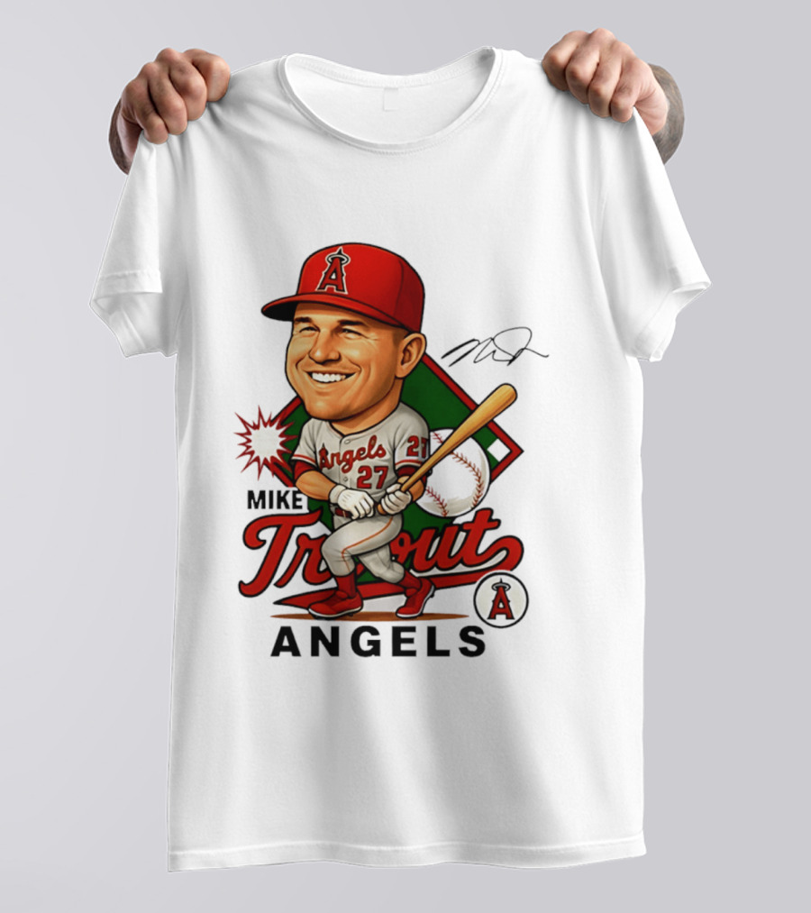 Mike Trout Angels Baseball Caricature Los Angeles Legend T-Shirt