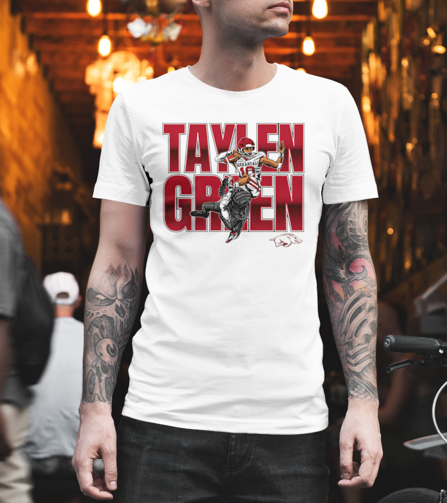 Taylen Green Arkansas Football NCAA Razorbacks Caricature T-Shirt