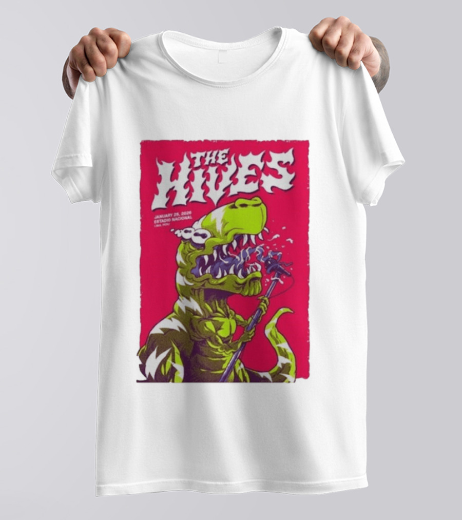 The Hives Live In Lima Peru January 25 2026 Estadio Nacional Dinosaur T-Shirt