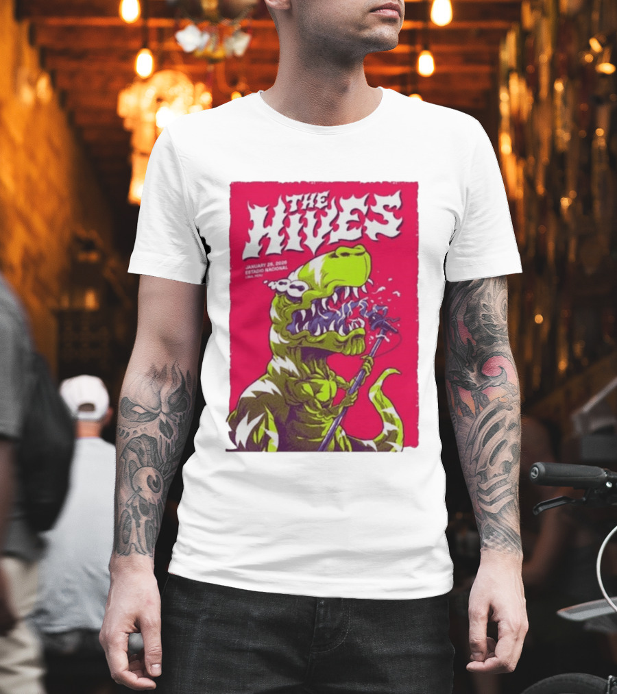 The Hives Live In Lima Peru January 25 2026 Estadio Nacional Dinosaur T-Shirt