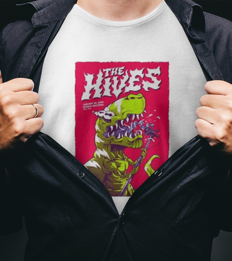 The Hives Live In Lima Peru January 25 2026 Estadio Nacional Dinosaur T-Shirt