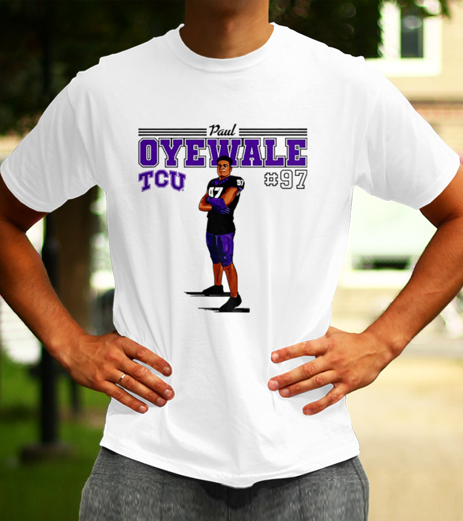 Paul Oyewale TCU Football NCAA #97 Caricature T-Shirt