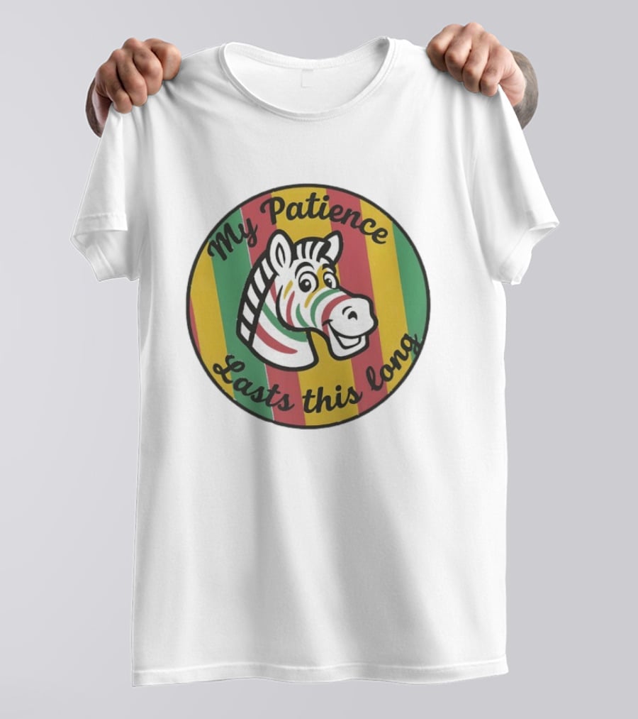 Zebra My Patience Lasts This Long Striped Cartoon T-Shirt