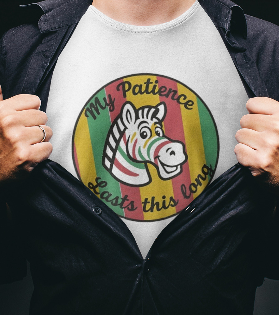 Zebra My Patience Lasts This Long Striped Cartoon T-Shirt