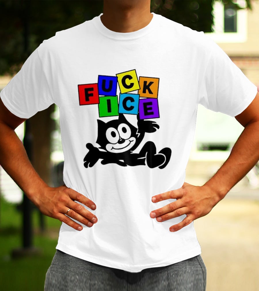 Felix The Cat Fuck ICE Colorful Blocks T-Shirt