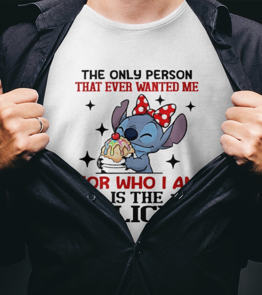 Stitch The Only Person That Ever Wanted Me For Who I Am Is The Police Eating Ice Cream T-Shirt