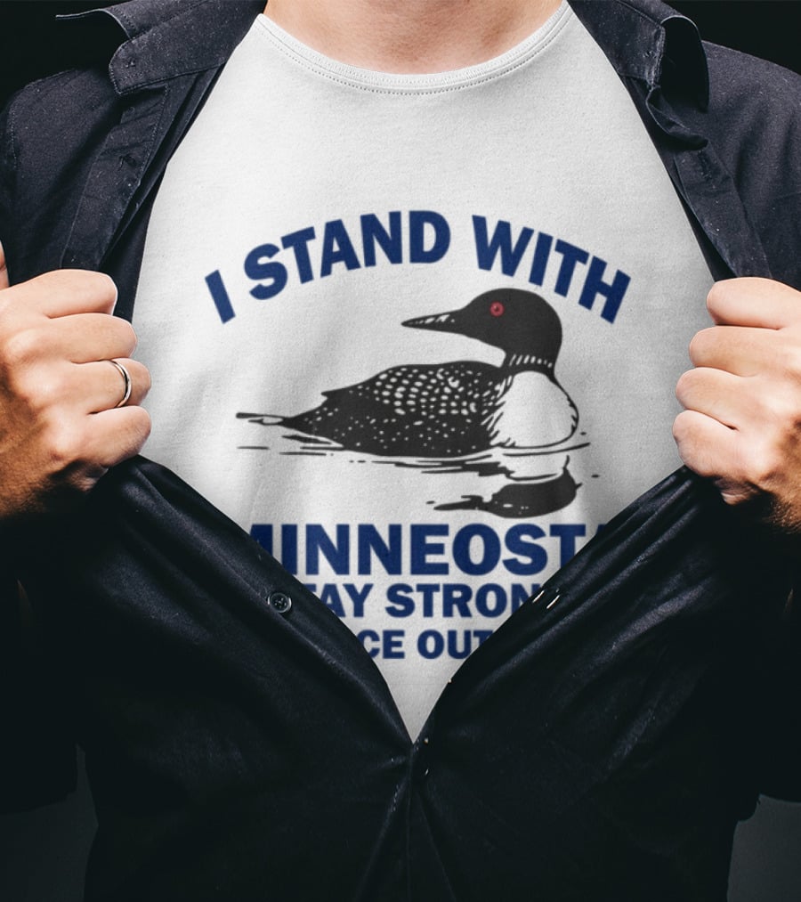 Minnesota Stay Strong I Stand With Ice Out Common Loon T-Shirt