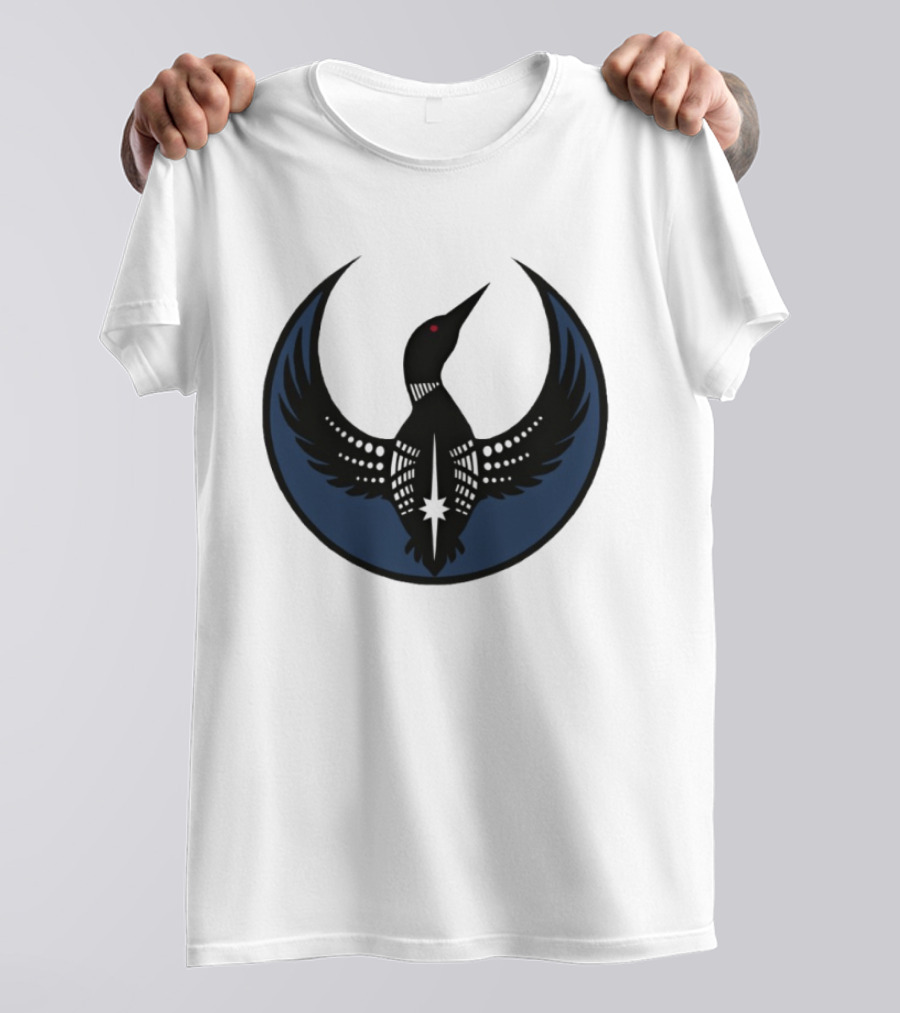 Minnesota Loon Bird Resist Ice Dark Circle Wings T-Shirt