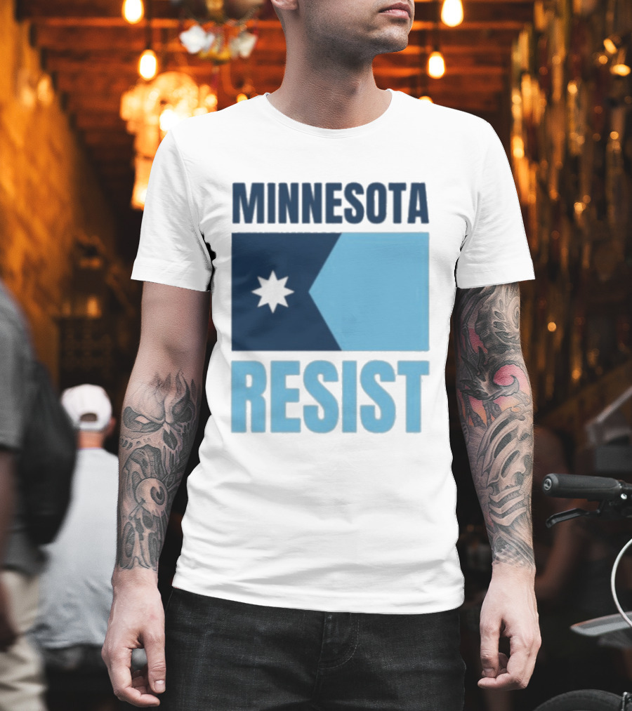 MINNESOTA RESIST Star Flag Blue Rectangle T-Shirt