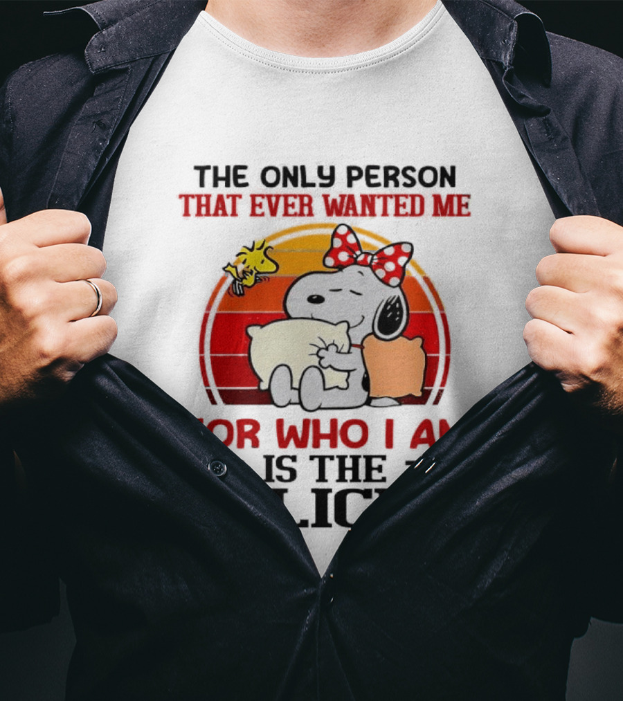Snoopy The Only Person That Ever Wanted Me For Who I Am Is The Police Woodstock Pillow Hug Retro Bow T-Shirt