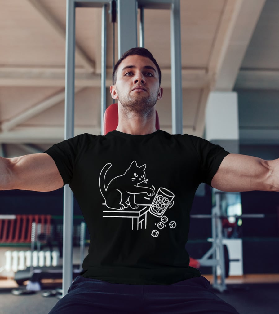 Abolish ICE Black Cat Knocking Over Glass Ice Cube Meme T-Shirt