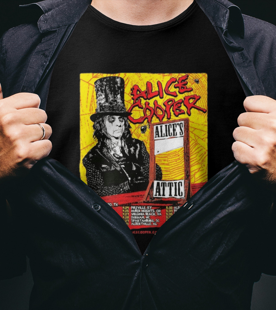 Alice Cooper 2026 Alice's Attic Tour Dates San Antonio Albany Locations T-Shirt