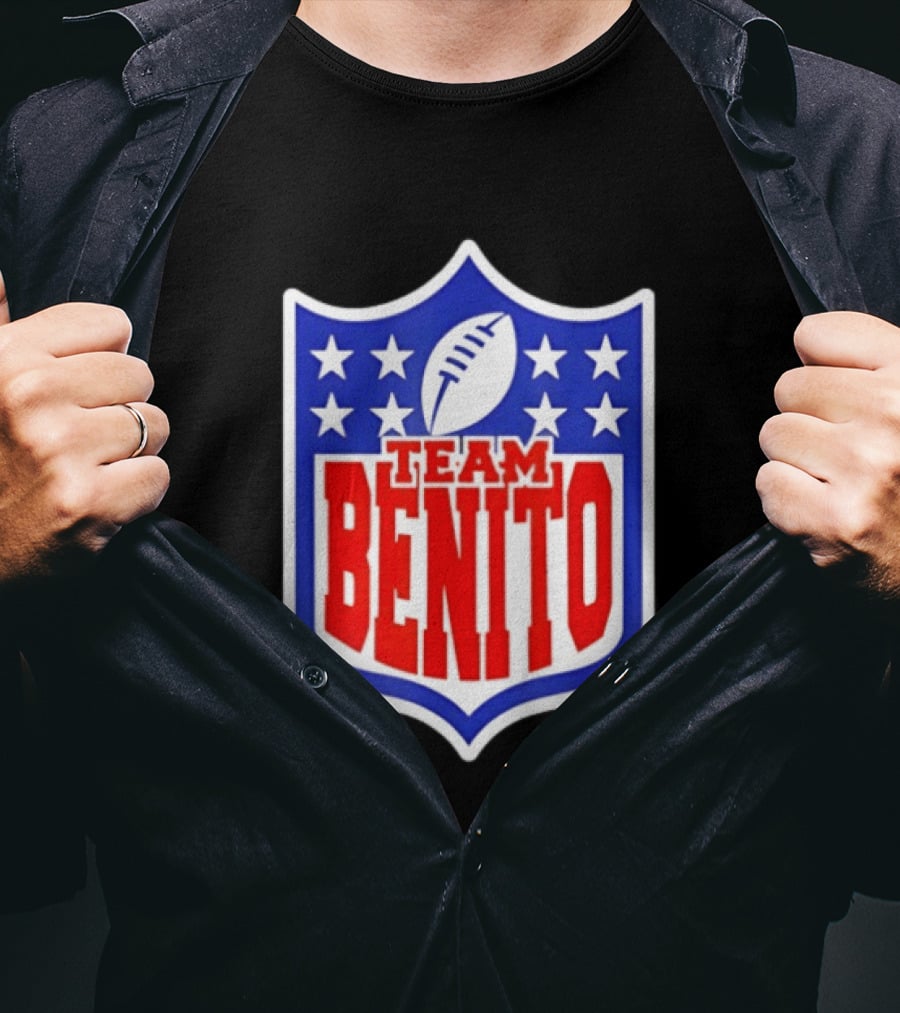 Team Benito Football Shield Stars Personalized Name T-Shirt