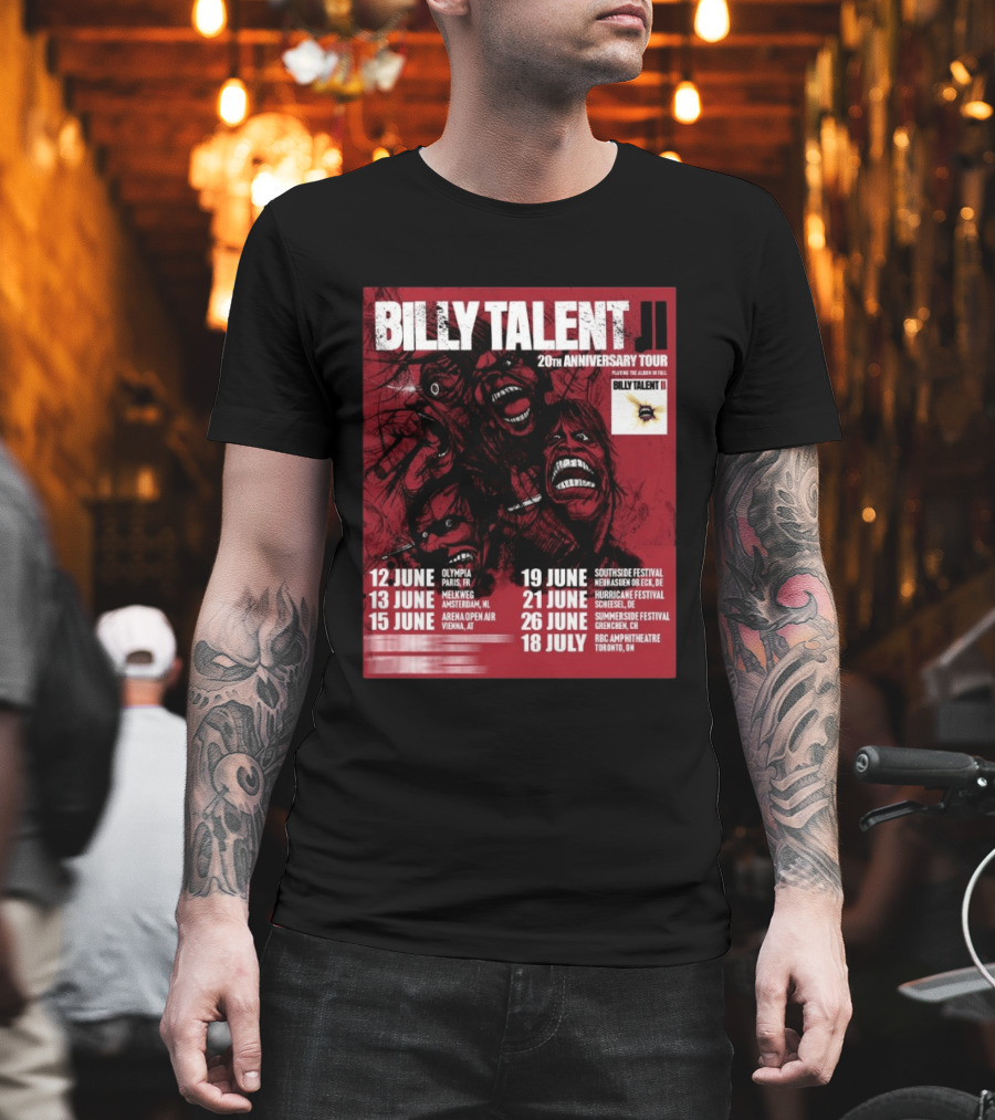 Billy Talent 20th Anniversary Tour Dates Europe Canada 2023 T-Shirt