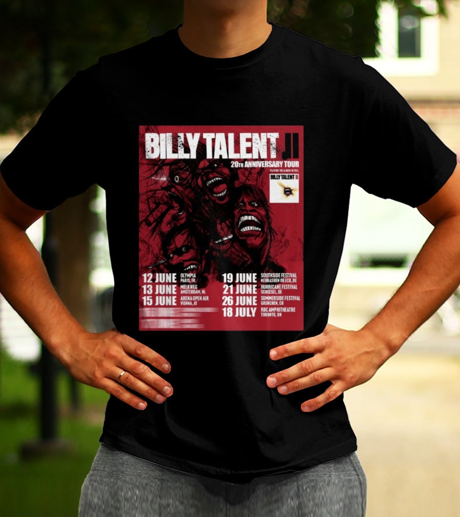 Billy Talent 20th Anniversary Tour Dates Europe Canada 2023 T-Shirt