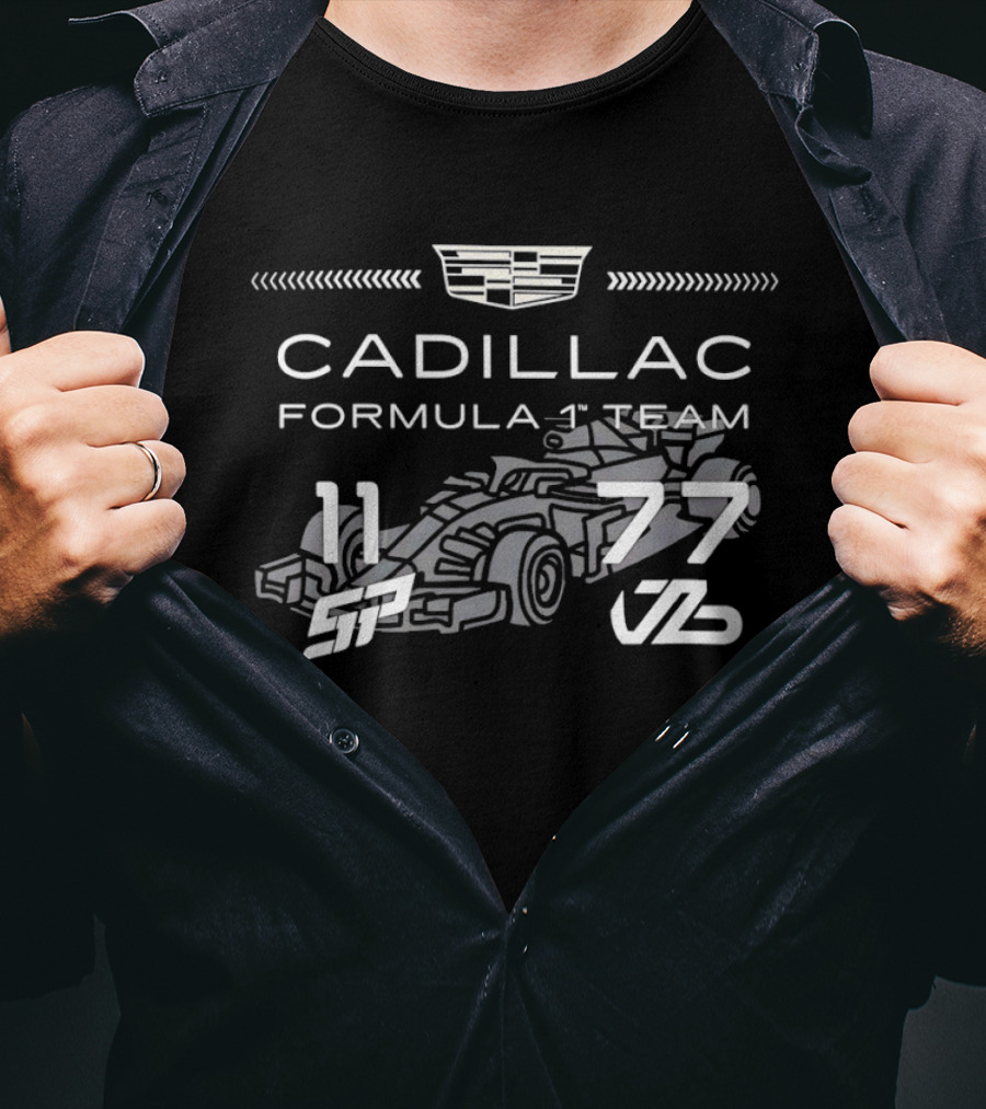 Cadillac Formula 1 Team Racing Car Numbers 11 77 T-Shirt