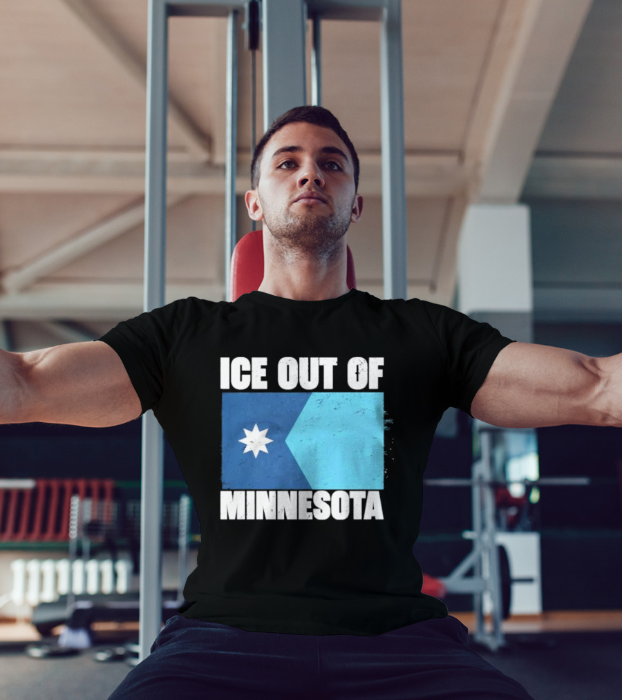 Ice Out Of Minnesota Flag Star Blue Shape T-Shirt