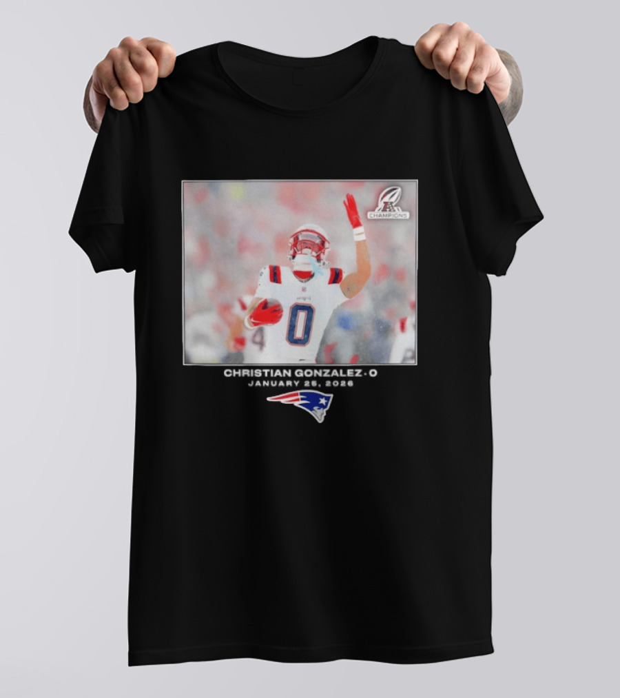 Christian Gonzalez New England Patriots AFC Champions Week 21 T-Shirt