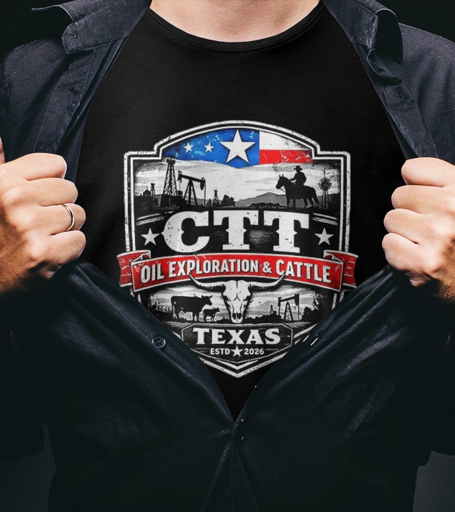 Ctt Oil Exploration And Cattle Texas Landman Series Est 2026 T-Shirt