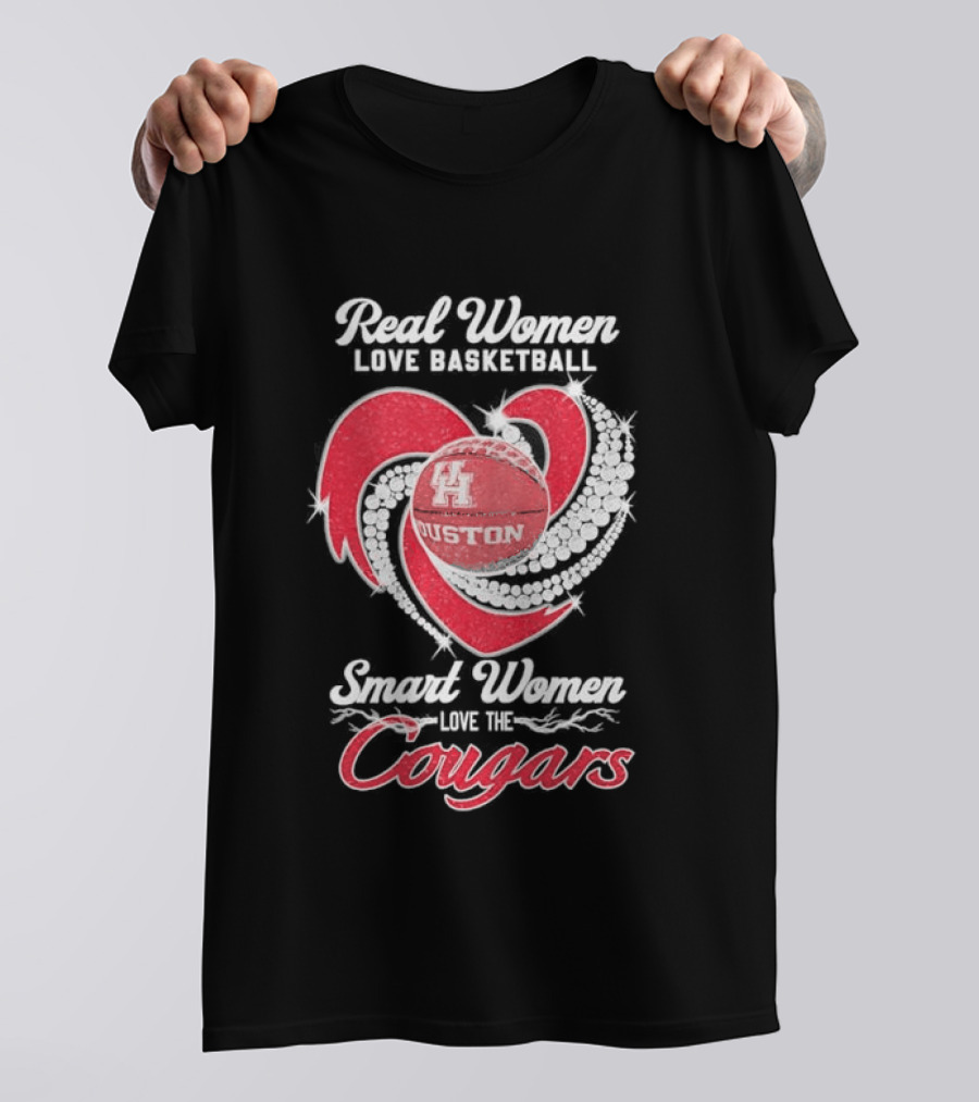 Real Women Love Basketball Smart Women Love The Houston Cougars T-Shirt