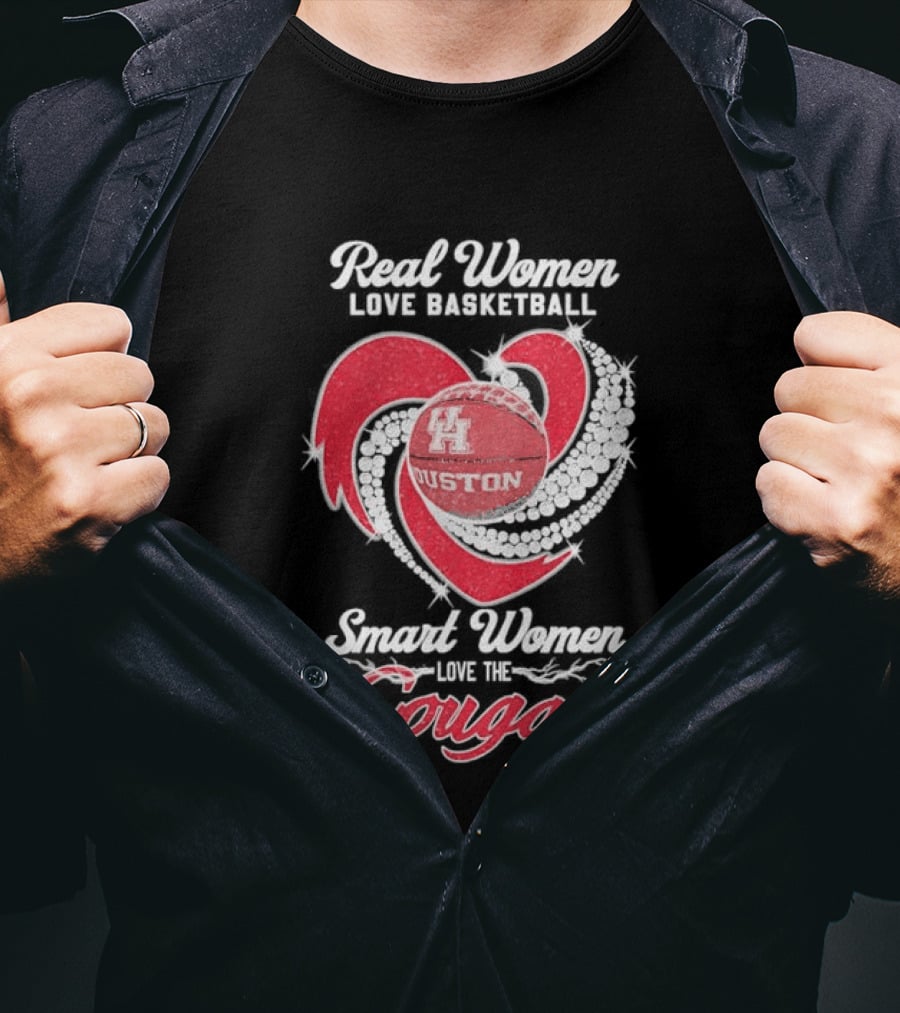 Real Women Love Basketball Smart Women Love The Houston Cougars T-Shirt