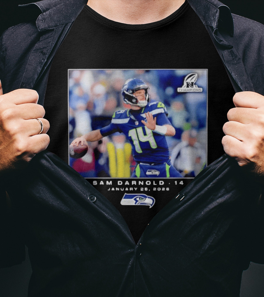 Sam Darnold 14 Seattle Seahawks January 26 2020 NFL Champions T-Shirt