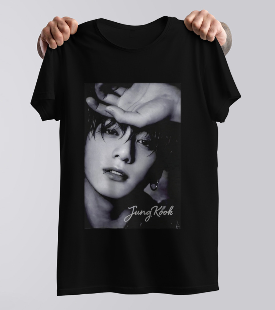 Jungkook BTS Iconic Style Black And White T-Shirt