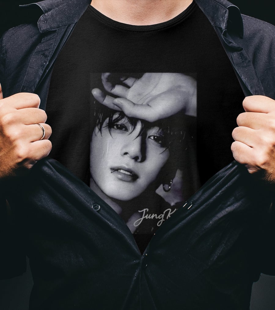 Jungkook BTS Iconic Style Black And White T-Shirt
