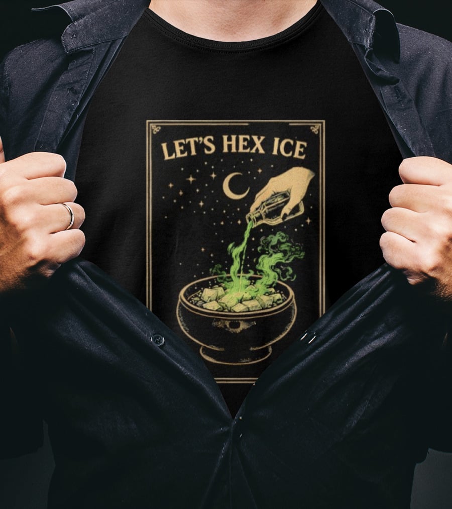 Let's Hex ICE Activist Witchy Protest Magic Potion Moon Stars T-Shirt