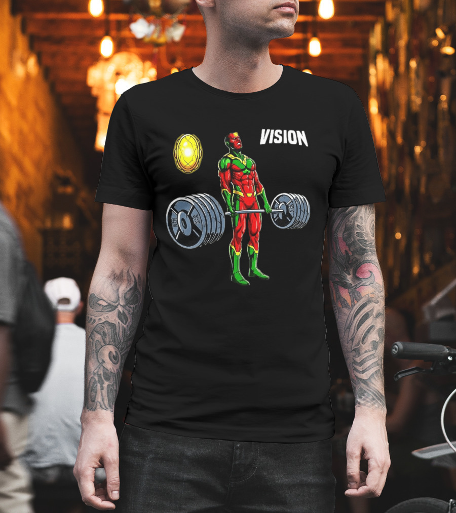 Vision Superhero Lifting Weights Gym Motivation T-Shirt