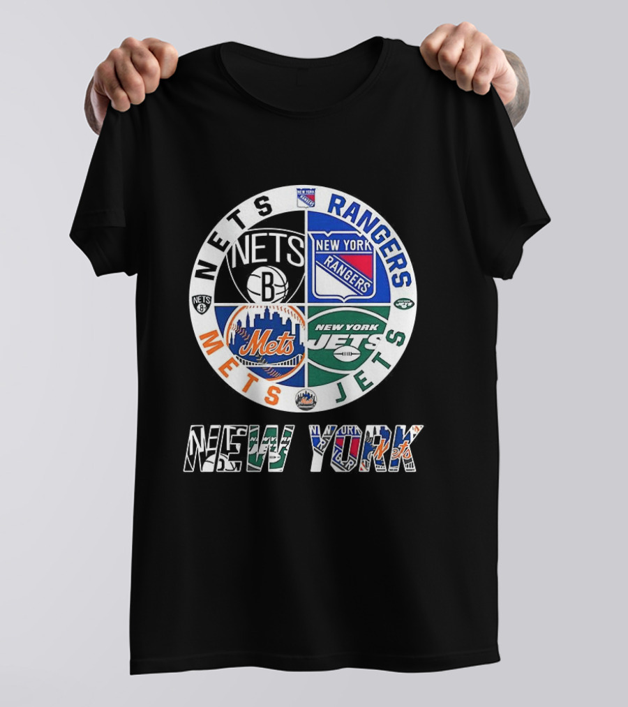 New York Nets Rangers Jets Mets Sports Team Mashup T-Shirt