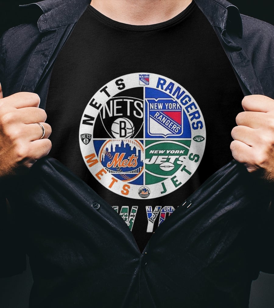 New York Nets Rangers Jets Mets Sports Team Mashup T-Shirt
