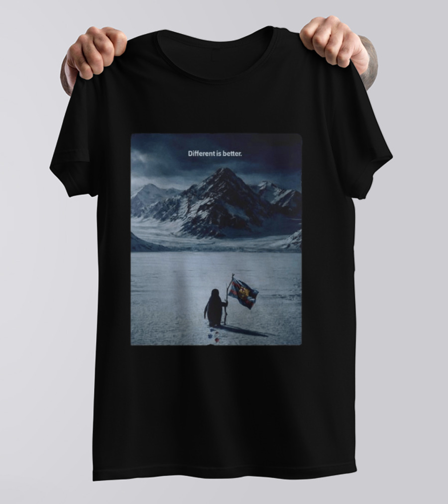Barcelona Nihilist Penguin Different Is Better Flag Mountain Scene T-Shirt