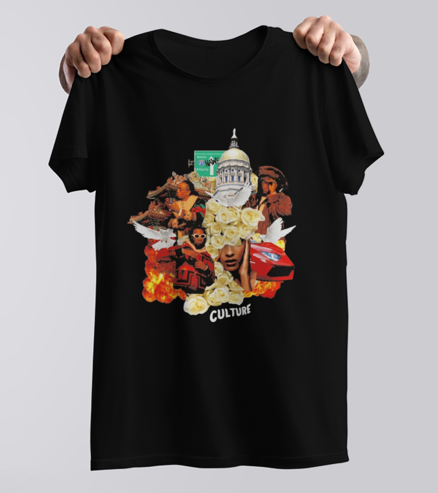 Bravado Migos Culture Album Cover Atlanta Capitol Roses Collage T-Shirt