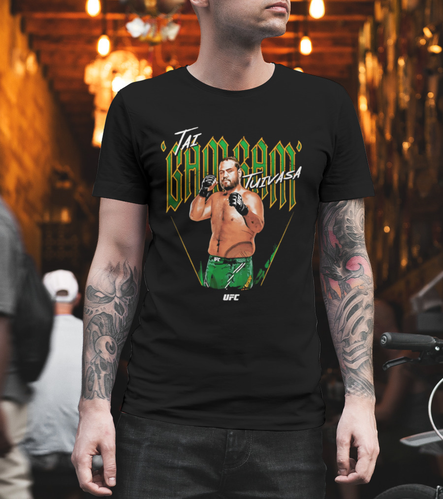 Tai Tuivasa Bam Bam UFC Fighter Green Gloves T-Shirt