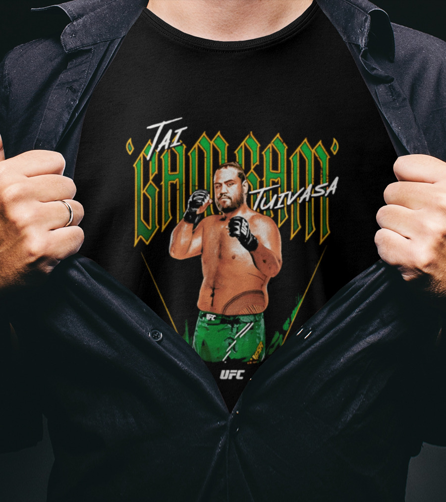 Tai Tuivasa Bam Bam UFC Fighter Green Gloves T-Shirt