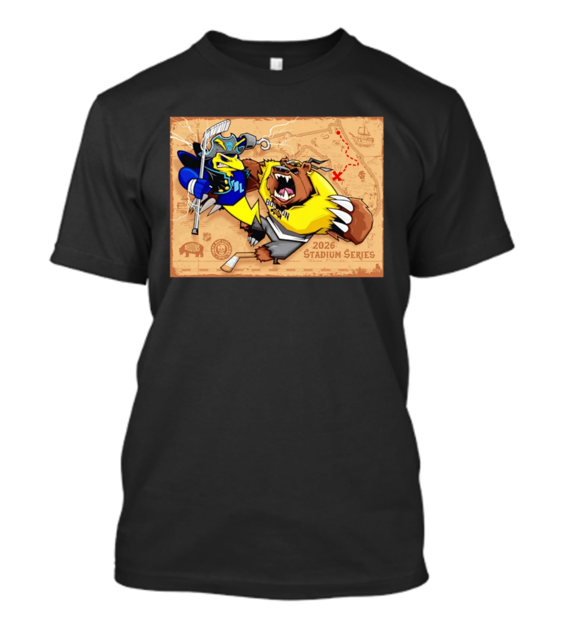 Tampa Bay Lightning Vs Boston Bruins 2026 Stadium Series Tampa Florida Map T-Shirt