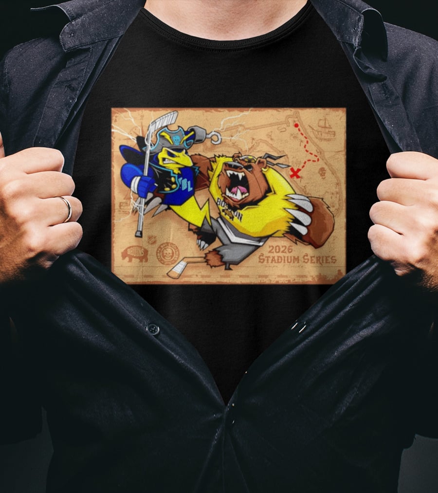 Tampa Bay Lightning Vs Boston Bruins 2026 Stadium Series Tampa Florida Map T-Shirt