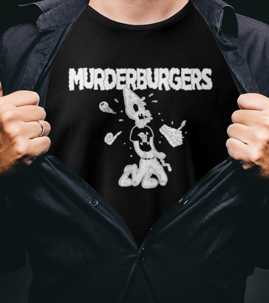The Murderburgers Pizza Skull Character Celebrating 35 Years T-Shirt