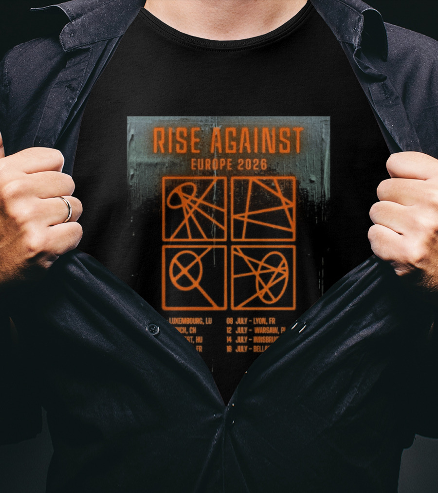 Rise Against Europe 2026 Tour With Concert Locations T-Shirt