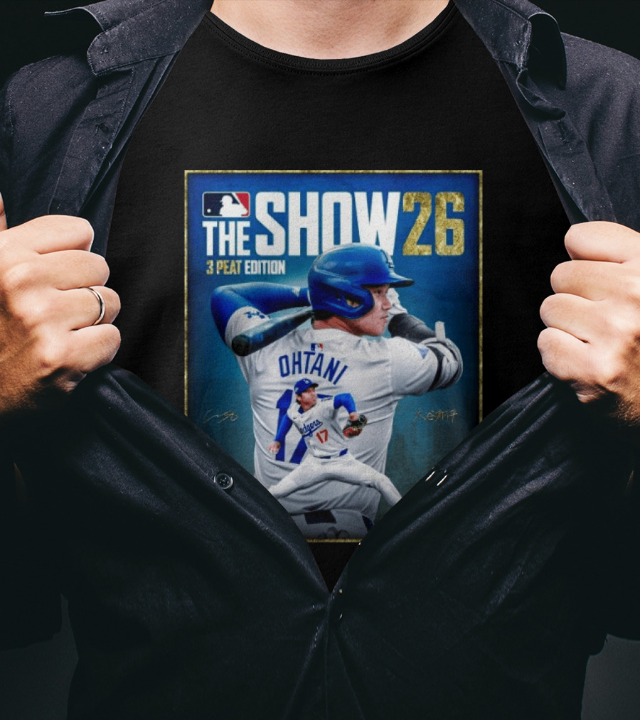 Shohei Ohtani Los Angeles Dodgers MLB The Show 26 3 Peat Edition Baseball 2026 Game T-Shirt