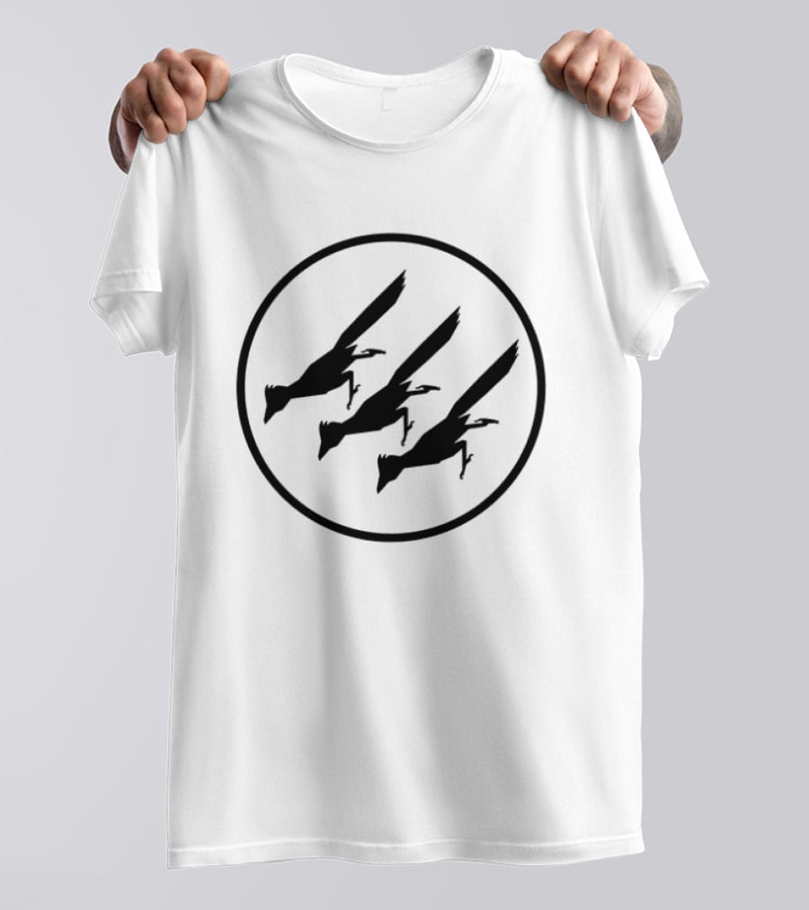 Roadrunner Iron Front Three Bird Silhouette Circle T-Shirt