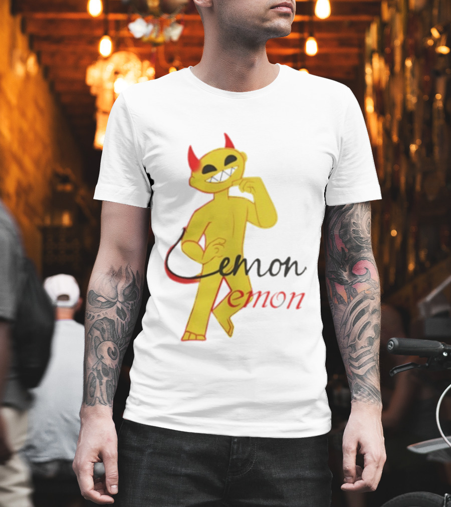 Demon Heavy Blend Lemon Demon Red Horns Yellow T-Shirt