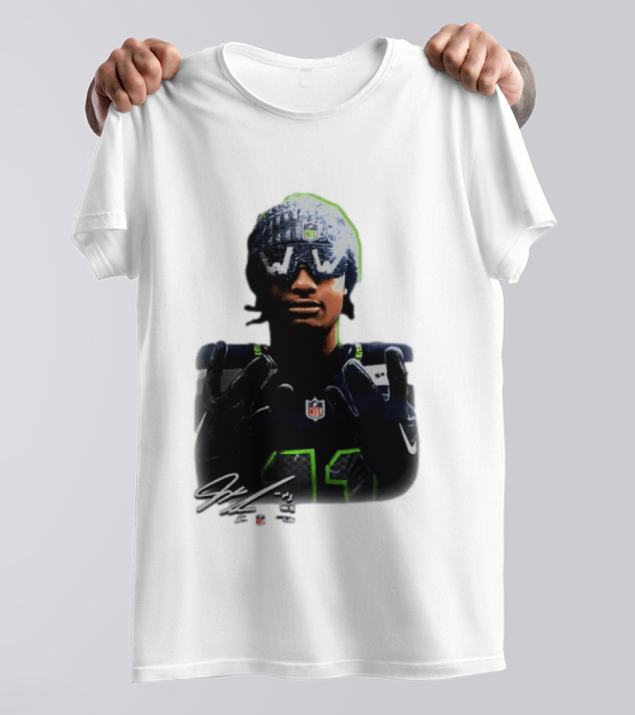 Jaxon Smith Njigba Seattle Seahawks Beanie Bling WW Sunglasses NFL Player Signature T-Shirt