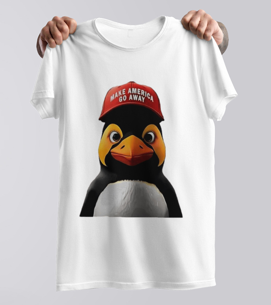 Make America Go Away Red Hat Penguin Iconic Humor T-Shirt