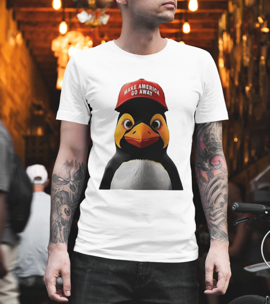 Make America Go Away Red Hat Penguin Iconic Humor T-Shirt
