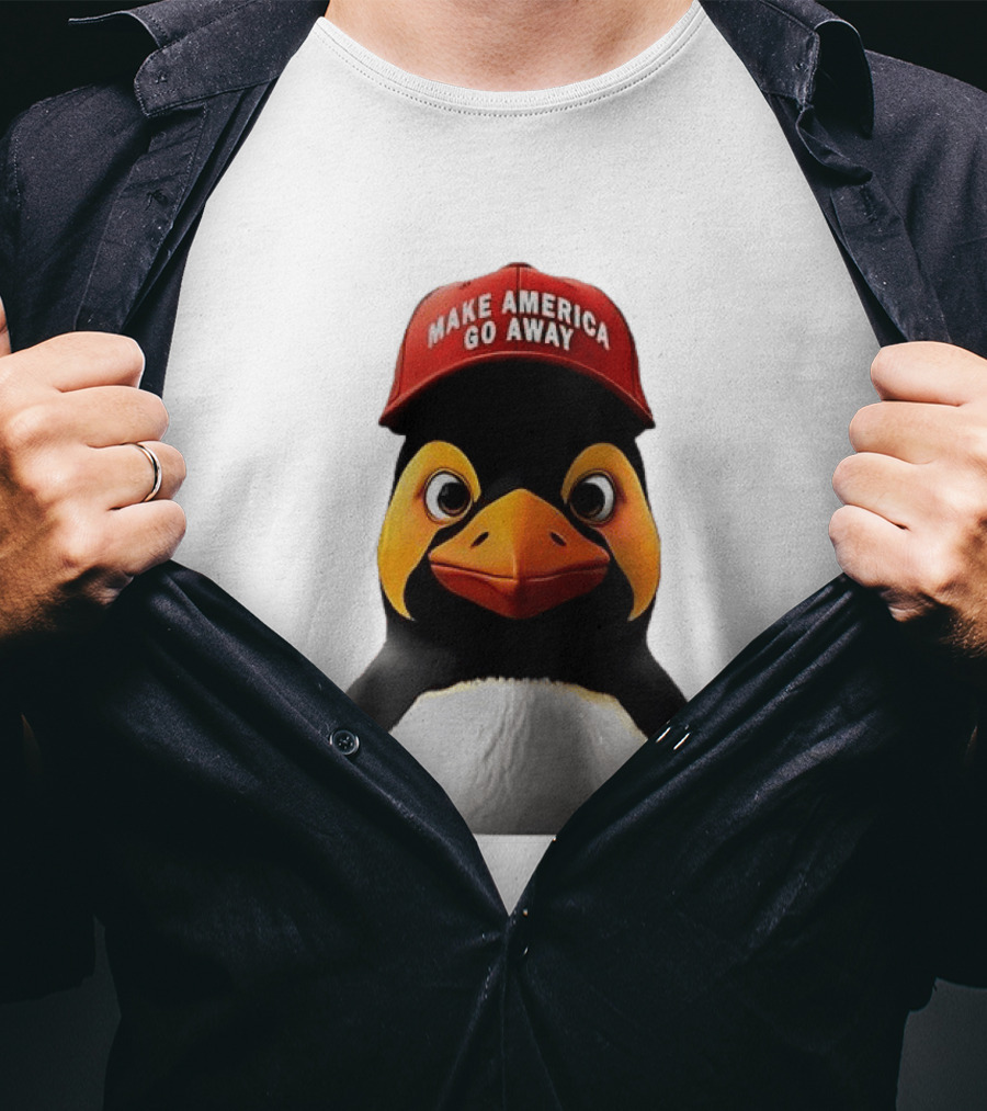 Make America Go Away Red Hat Penguin Iconic Humor T-Shirt