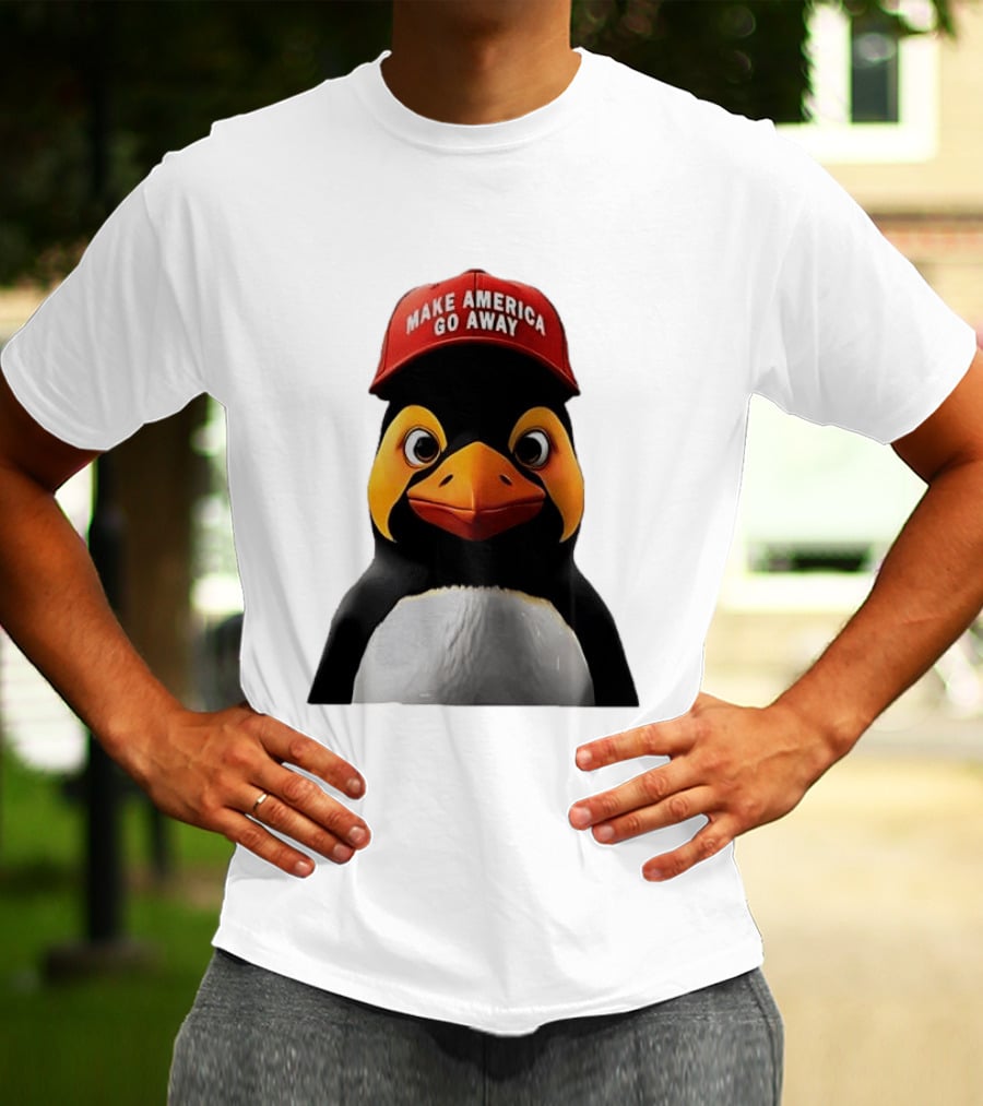 Make America Go Away Red Hat Penguin Iconic Humor T-Shirt